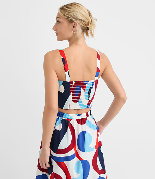 Petite LOFT Beach Swirl Poplin Crop Top