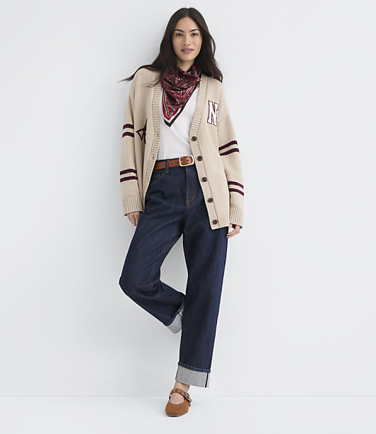 New York Varsity Oversized Boyfriend Cardigan
