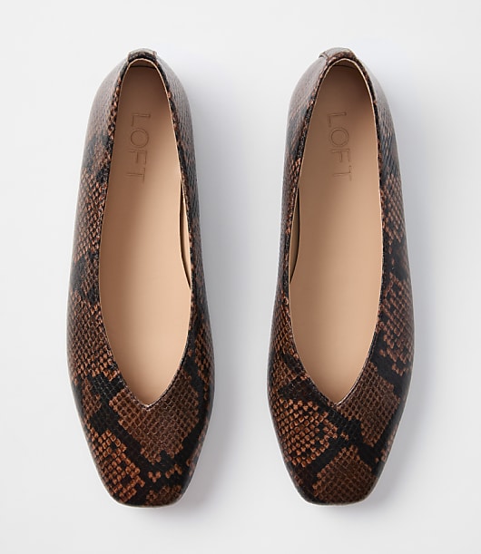 Snake Print High Vamp Ballet Flats
