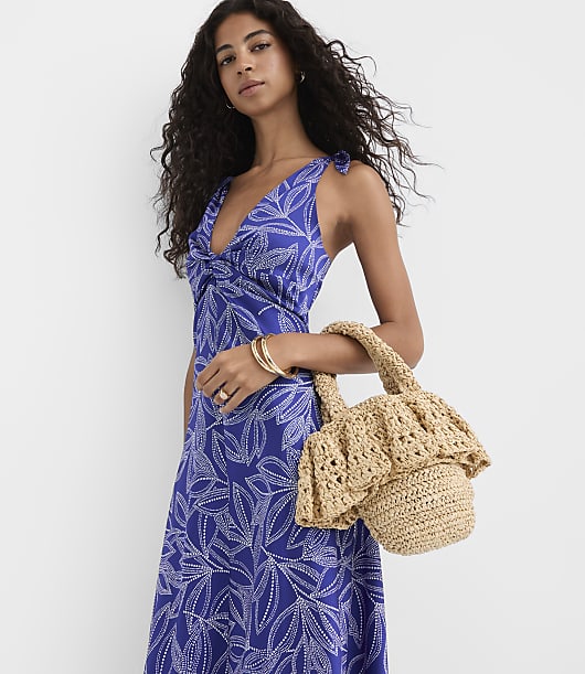 Loft Leafed Twist Double V Midi Dress