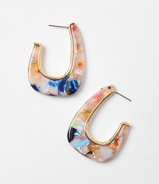 Loft Multicolored Tortoiseshell Print Hoop Earrings