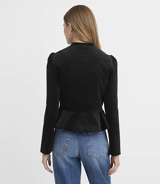 Stretch Velvet Peplum Jacket