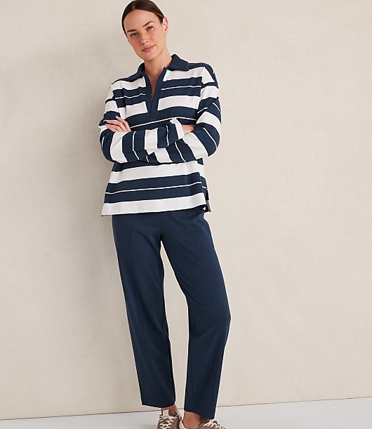 Haven Well Within Organic Cotton Interlock Stripe Johnny Collar Top