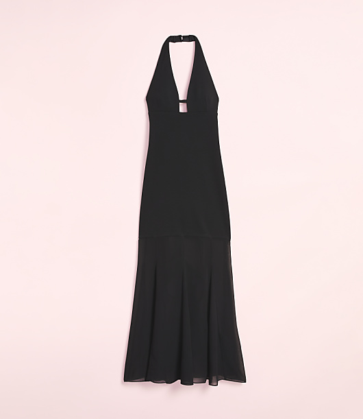 Lately Mixed Media Halter Gown