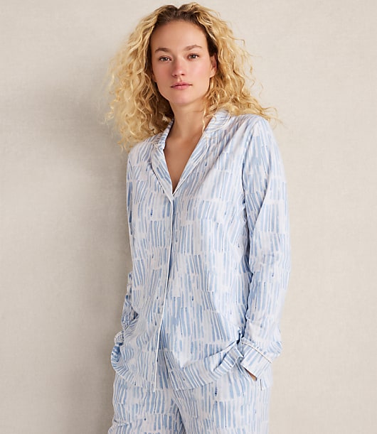 Loft Haven Well Within Organic Cotton Jersey Watercolor Wave Pajama Top