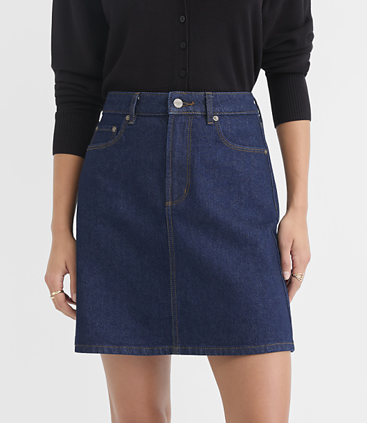 Denim Mini Skirt in Classic Rinse Wash