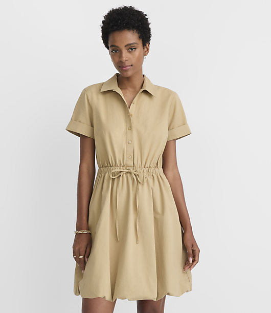 Loft Bubble Hem Mini Pocket Shirtdress