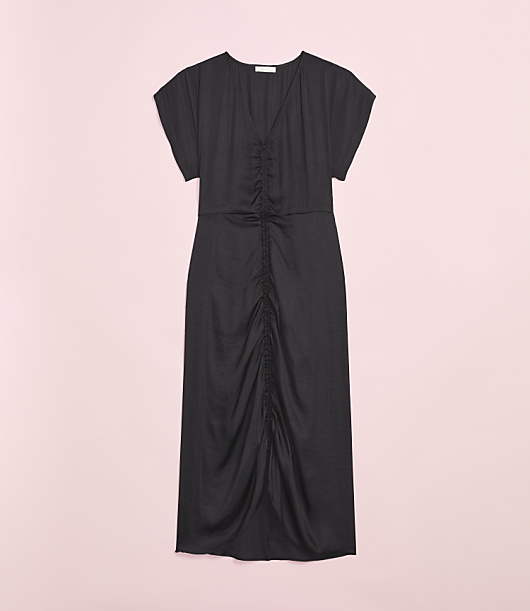 Lately Ruched V-Neck Midi Dress