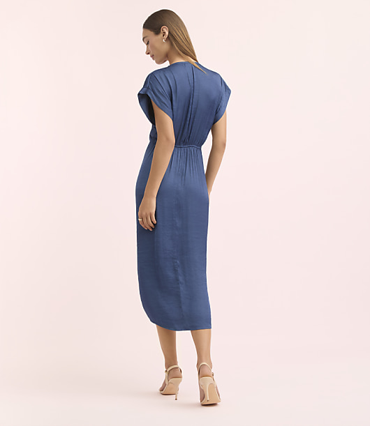 Lately Ruched V-Neck Midi Dress