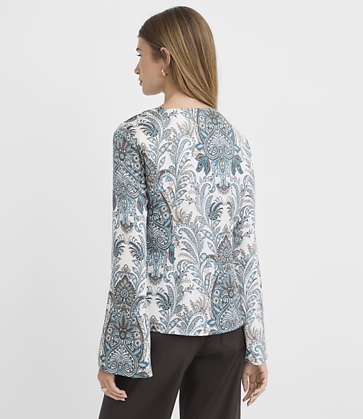 Paisley Tie Neck Blouse