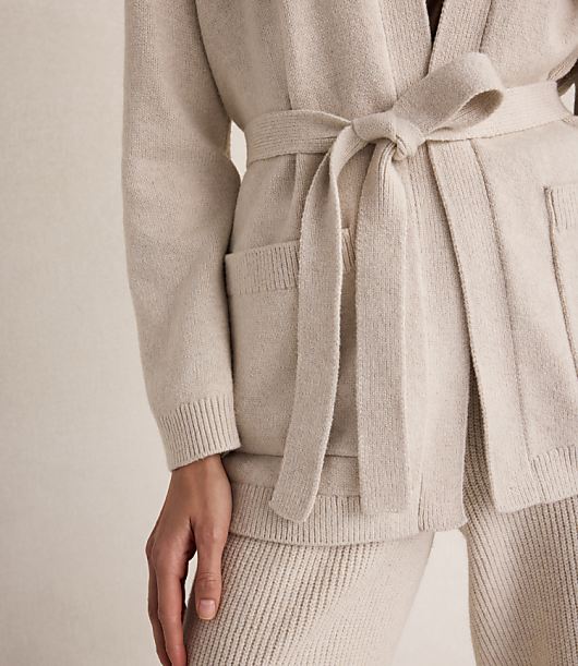 Haven Well Within Cotton Blend Belted Cardigan - Oat Cream