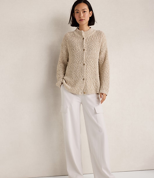 Haven Well Within Cotton Boucle Shaker Stitch Cardigan