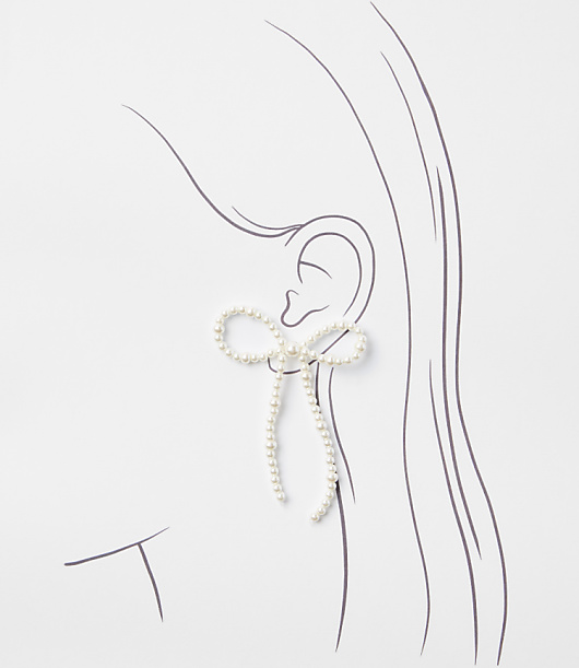 Pearlized Bow Drop Statement Earrings