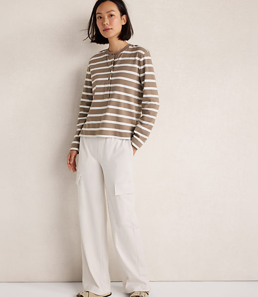 Haven Well Within Organic Cotton Interlock Striped Henley Tee