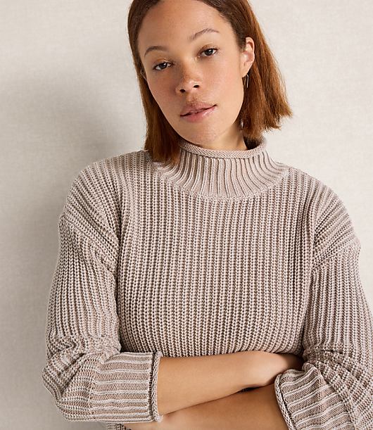 Haven Well Within Garment-Dyed Organic Cotton Shaker Stitch Roll Neck Sweater