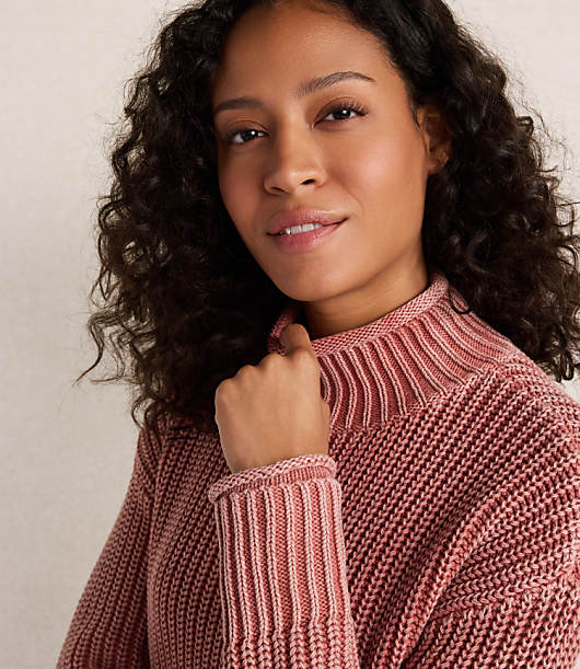 Haven Well Within Garment-Dyed Organic Cotton Shaker Stitch Roll Neck Sweater