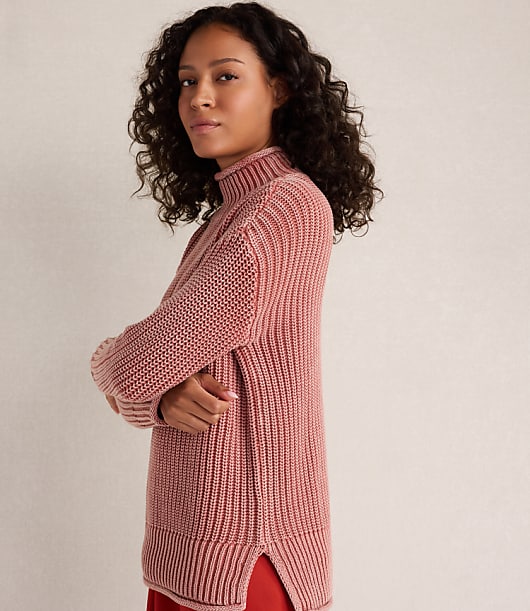Haven Well Within Garment-Dyed Organic Cotton Shaker Stitch Roll Neck Sweater