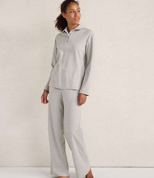 Loft Haven Well Within Resti Brushed Organic Cotton Interlock Wide Leg Pants