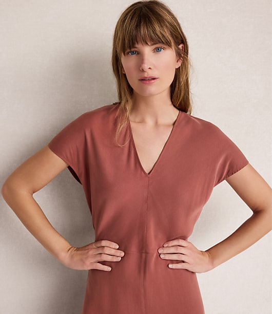 Haven Well Within Drapey Twill V-Neck Midi Dress