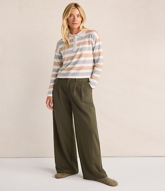 Haven Well Within Johnny Collar Striped Rugby Top