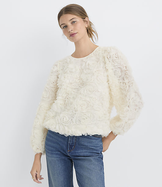 Floral Tulle Tie Back Blouse
