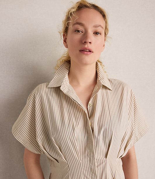 Haven Well Within Organic Cotton Poplin Pleated Striped Dress