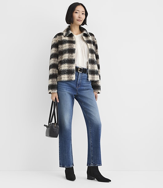 Plaid Boucle Back Bubble Jacket
