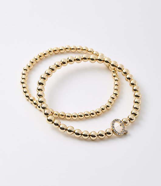 Loft Sparkle Initial Stretch Bracelet Set
