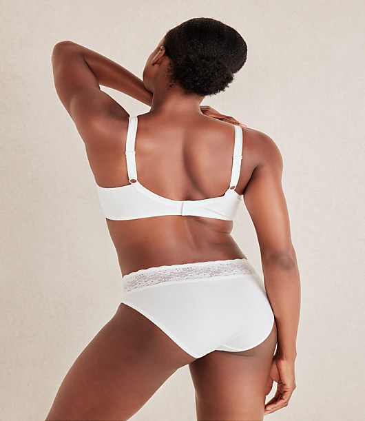 Haven Well Within Cotton High Leg Brief with Lace Waist - Bright White-Haven