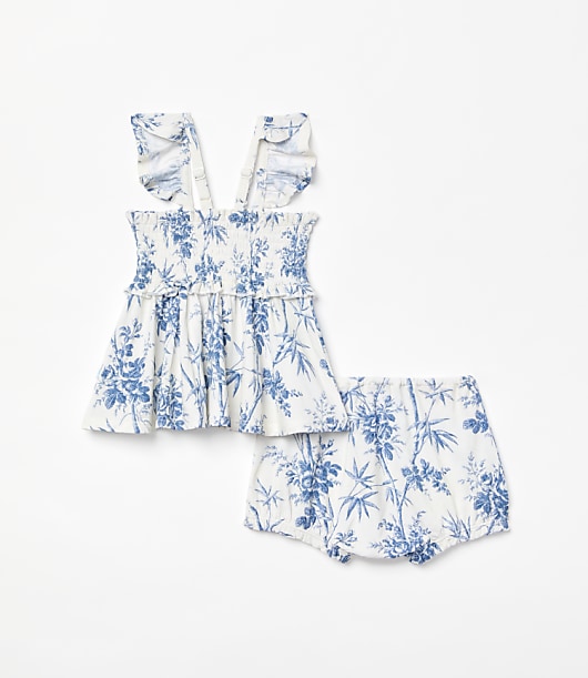 Posh Peanut x LOFT Palm Smocked Babydoll Bummie Set