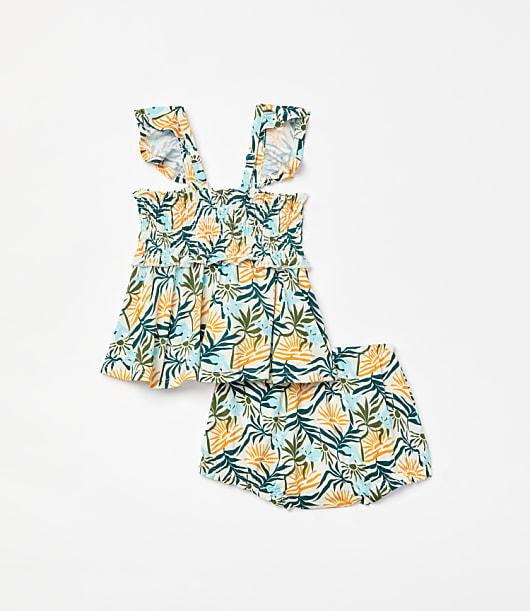 Posh Peanut x LOFT Sunset Smocked Babydoll Bummie Set