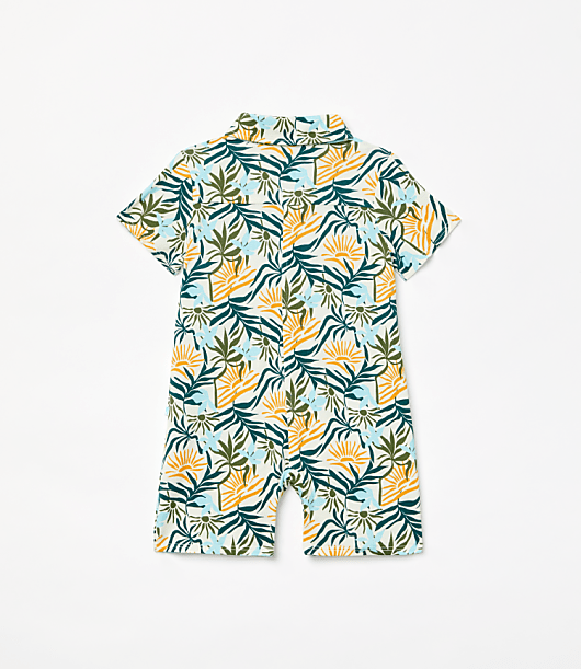 Posh Peanut X LOFT Sunset Short Sleeve Collared Henley Romper