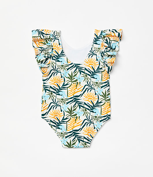 Posh Peanut X LOFT Sunset One Piece Ruffled Flutter Sleeve Swimsuit