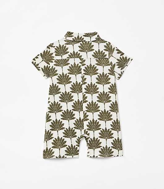 Posh Peanut X LOFT Palm Short Sleeve Collared Henley Romper