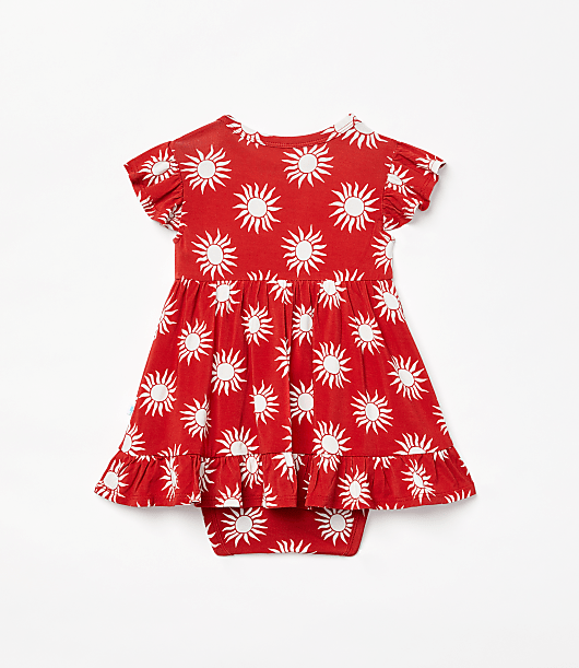 Posh Peanut X LOFT Sunny Cap Sleeve Ruffled Twirl Bodysuit Dress