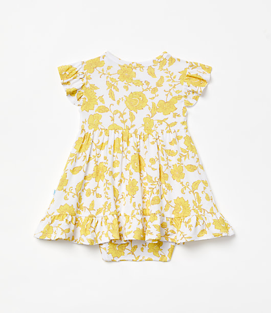 Posh Peanut X LOFT Floral Cap Sleeve Ruffled Twirl Bodysuit Dress