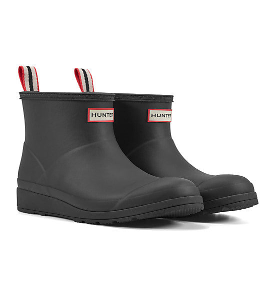 Hunter Play Insulated Vegan Shearling Short Rain Boots - Black