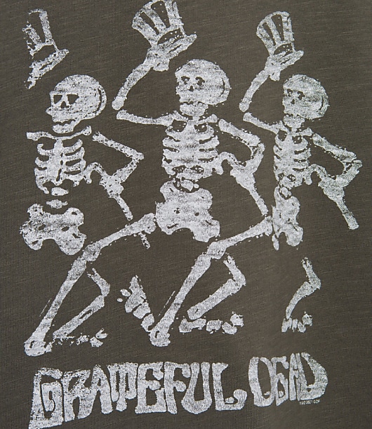 Junk Food Grateful Dead Dancing Skeletons Cropped Mock Neck Tee