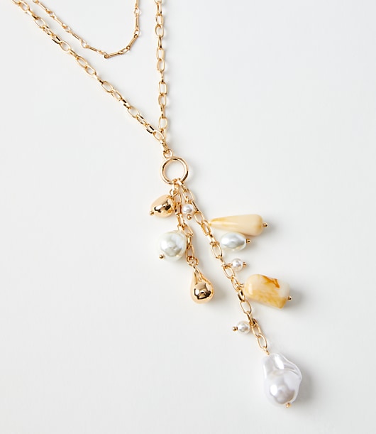 Pearlized Cluster Charm Necklace