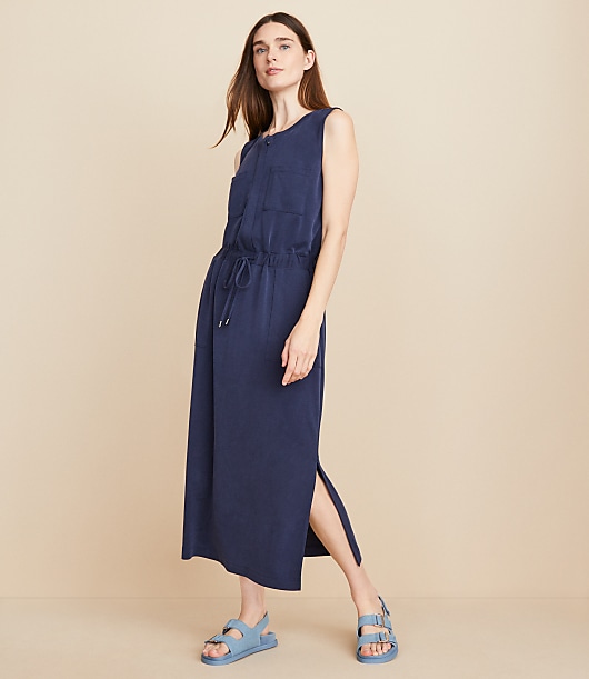 lou and grey sandwashed dress Lou & Grey Sandwashed Midi Pocket Shirtdress