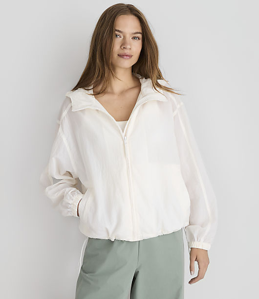 【clore＋】Airy Soft-Sheer Blouson ホワイト Lou & Grey Sheer Zip Jacket