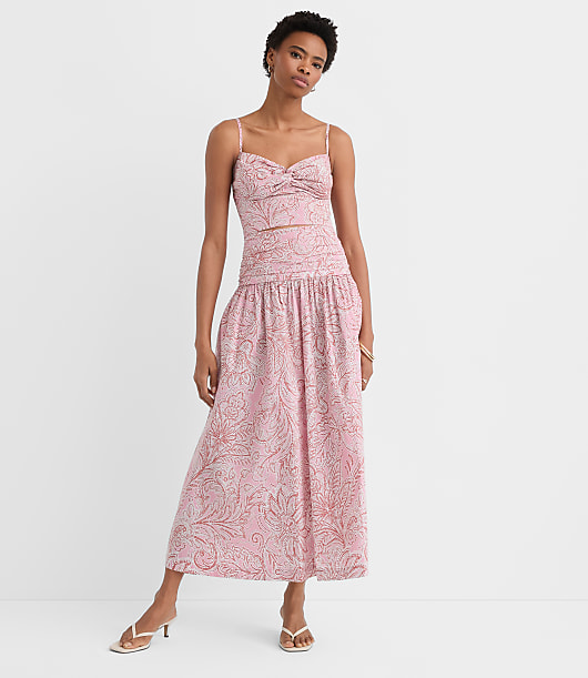 loft pink maxi dress Ruffle Strappy Maxi Dress