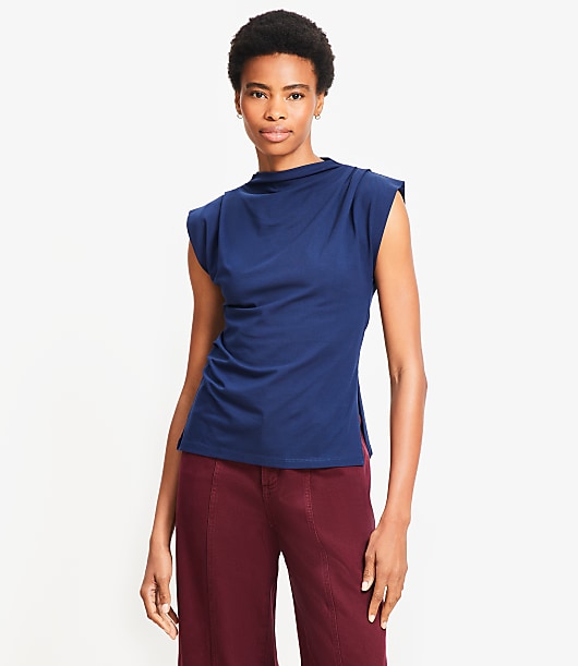 Pleated Side Slit Top