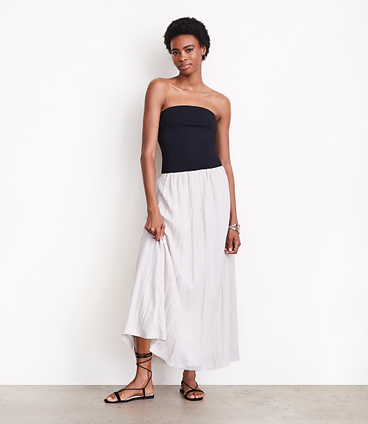 loft beach strapless mixed media pocket maxi dress Petite Versa Size XL Pale Pumice Women's minimalistic palette Cross STAUD, Joy Maxi Dress Size:Pull On Customized Size
