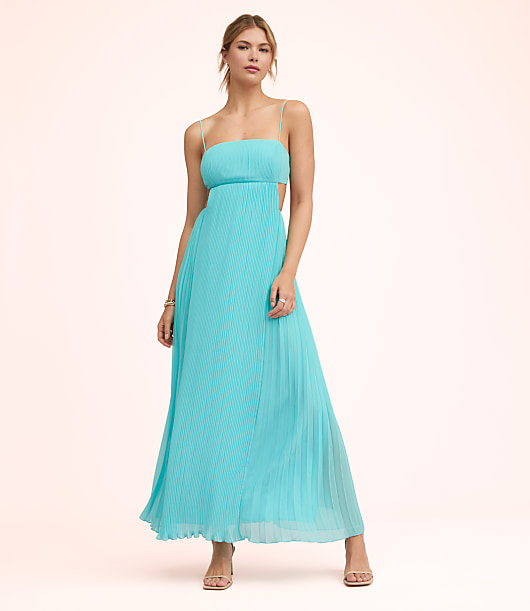 cut out pleated maxi dress Toperth Forest Green Crossover V-Neck Cut-Out Pleated Maxi Dress  Toperth