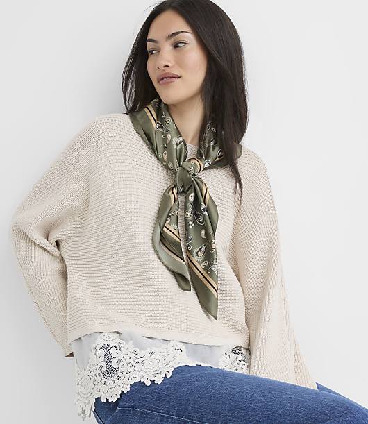 Lace Mixed Media Dolman Sweater