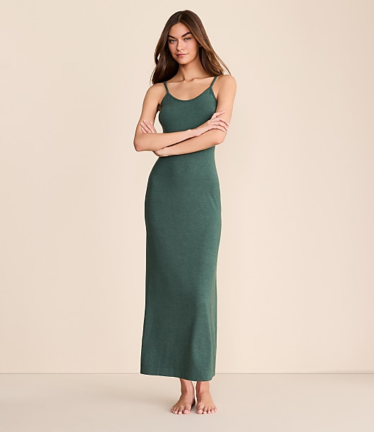 Lou & Grey Softened Modal Strappy Pajama Dress Size Large Forest Spruce Heather Women's