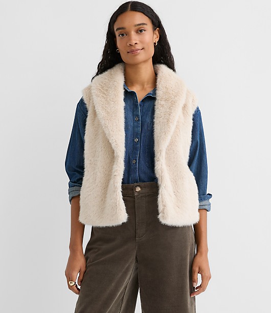 Drawer - louloute  ルルット compact ECO fur Vest Modern Faux Fur Pocket Vest