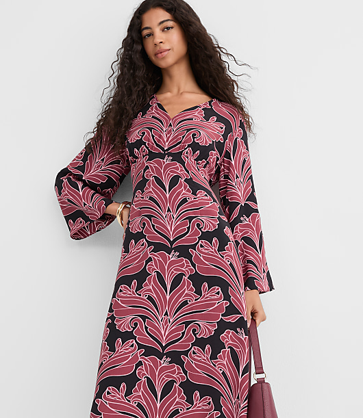 midi caftan dress Ines S / Sunset Ribbons Block Print Caftan Dress |