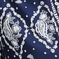Paisley Seamed Sleeve Tie Neck Blouse